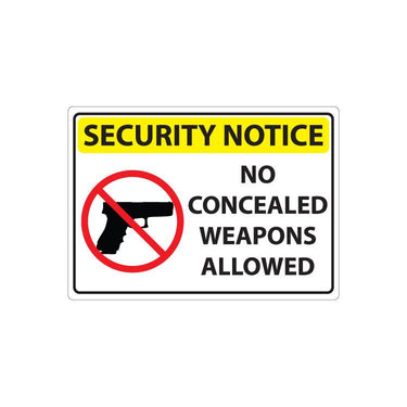 ZING Concealed Carry Sign, 7X10- Model 1818